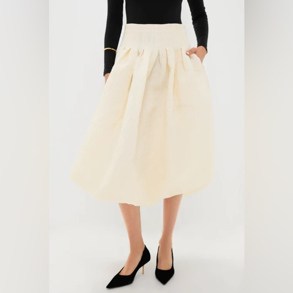 Sea New York Cream Fayetta Embossed Bubble Skirt Midi Women’s Small NEW